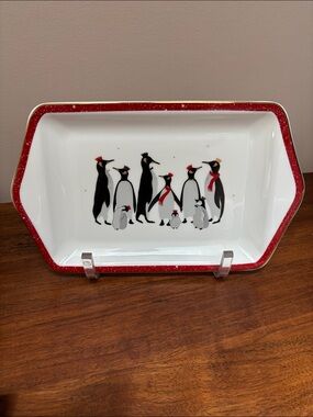 Sara Miller London For Portmeirion Christmas Penguin Desert/Serving Tray.